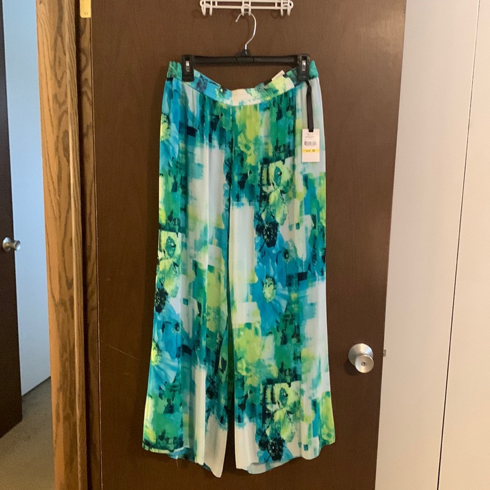 Skye’s the Limit Palazzo Pant.  Light blue/white/black/lime. Size: Medium